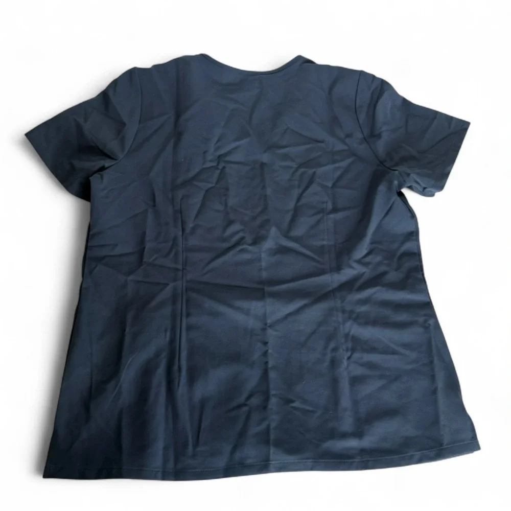 Figs Women's Navy V-Neck Scrub Top with Three Pockets - Picture 3 of 3